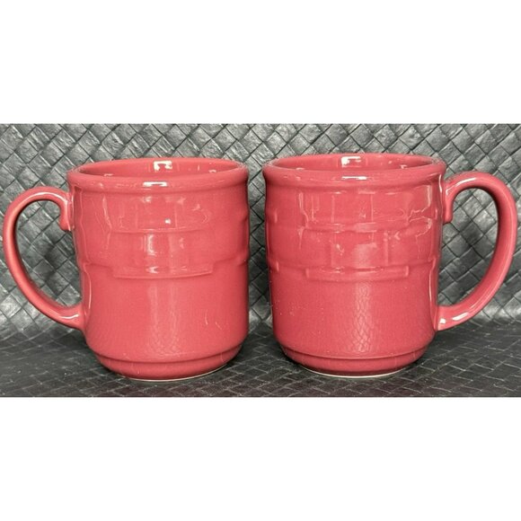 Longaberger Coffee Mugs Red Set Of 2 Ceramic - Picture 1 of 10